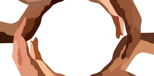 multiple hands forming a cirlcle