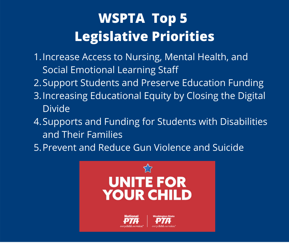 WSPTA top 5 legislative priorities 2020-2022