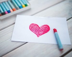 An oil pastel drawing of a heart