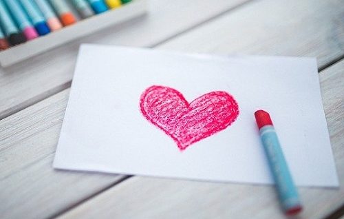 An oil pastel drawing of a heart