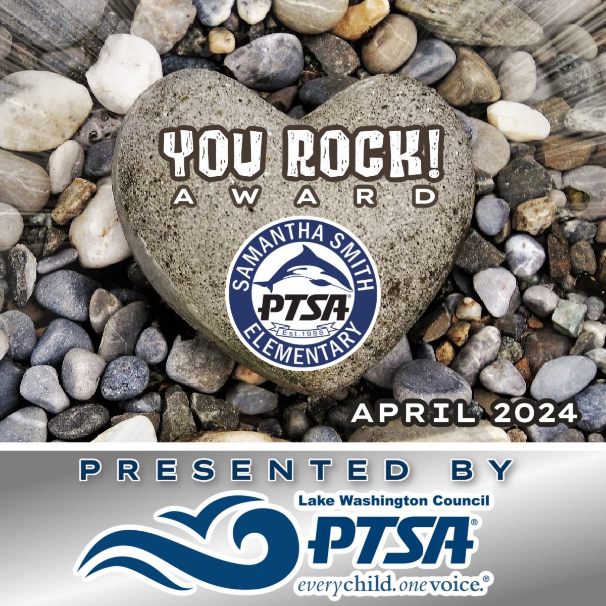 You Rock! award presented by LWPTSA Council to Samantha Smith Elementary PTSA, April 2024
